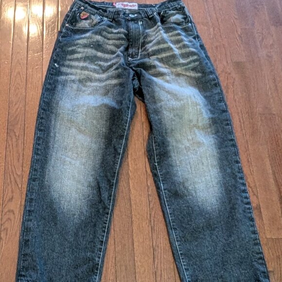 Y2K Baggy Akademiks Faded Denim Jeans - Size 36x32 - Picture 4 of 7